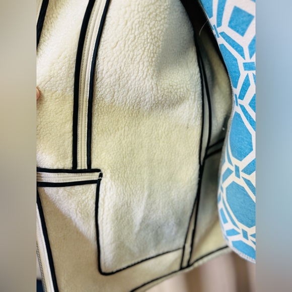 Tibi Moto Jacket Colorblock Career Zip Up Zipper Sleeve Cream/Black Sz 0 - Picture 7 of 8